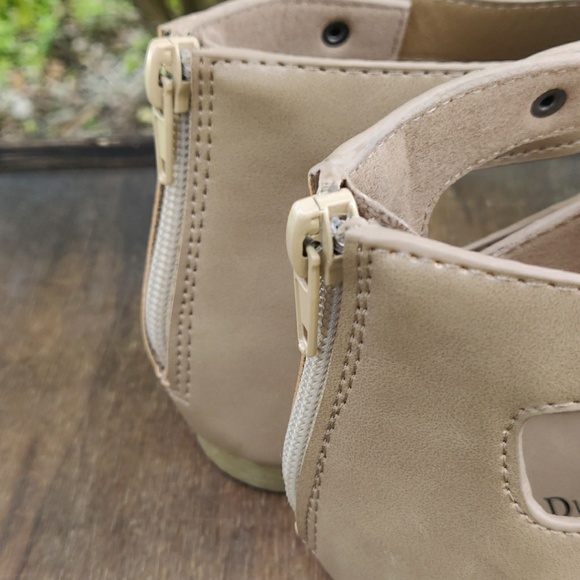 Women's Gladiator Flats Back Zipper Ankle Taupe - Picture 7 of 8